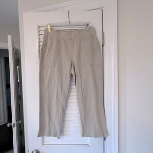 EACAPE by habitat clothes Tan Lightweight Pull-On Cropped Pants with Pockets